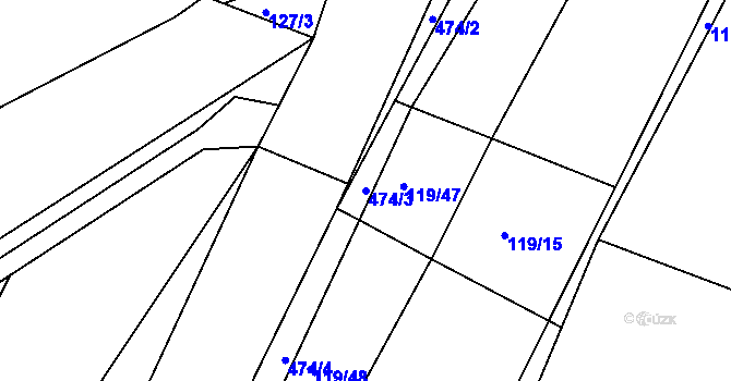 Parcela st. 474/3 v KÚ Hněvčeves, Katastrální mapa