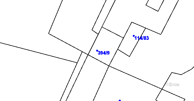Parcela st. 394/9 v KÚ Hněvčeves, Katastrální mapa