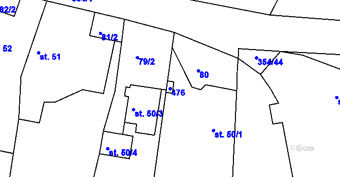 Parcela st. 476 v KÚ Hněvčeves, Katastrální mapa