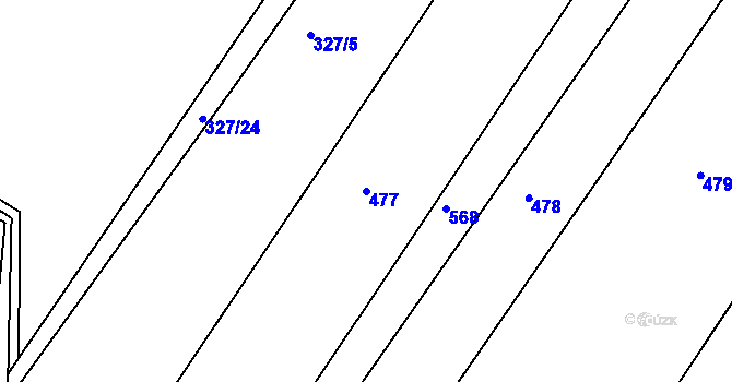 Parcela st. 477 v KÚ Hněvčeves, Katastrální mapa