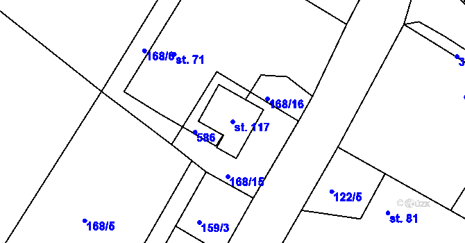 Parcela st. 117 v KÚ Hněvčeves, Katastrální mapa