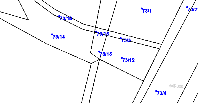 Parcela st. 73/13 v KÚ Hněvčeves, Katastrální mapa