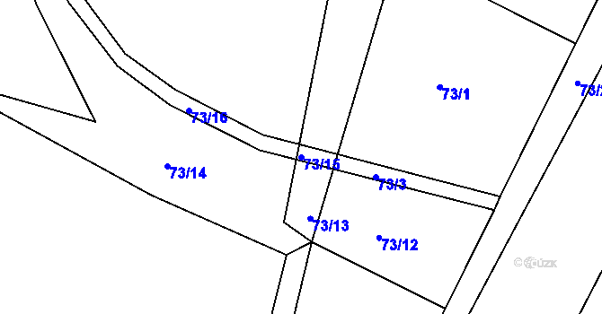 Parcela st. 73/15 v KÚ Hněvčeves, Katastrální mapa