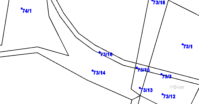 Parcela st. 73/16 v KÚ Hněvčeves, Katastrální mapa