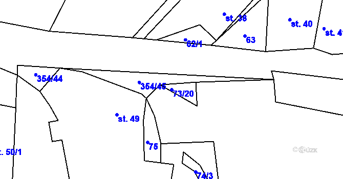 Parcela st. 73/20 v KÚ Hněvčeves, Katastrální mapa