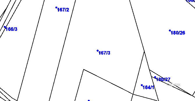 Parcela st. 167/3 v KÚ Hněvčeves, Katastrální mapa