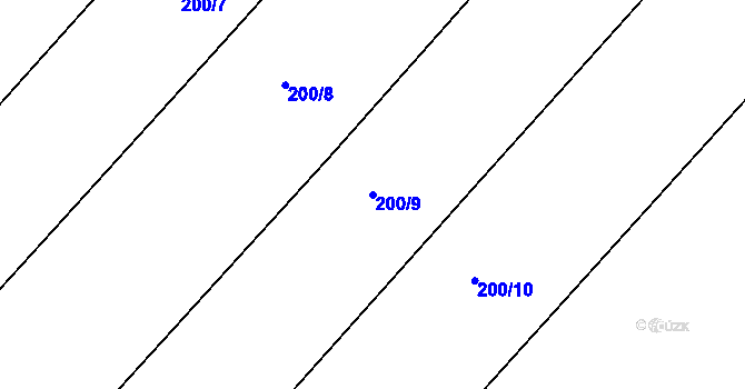 Parcela st. 200/9 v KÚ Hněvčeves, Katastrální mapa