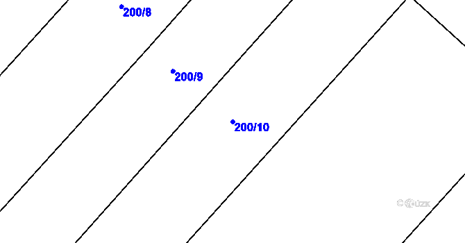 Parcela st. 200/10 v KÚ Hněvčeves, Katastrální mapa