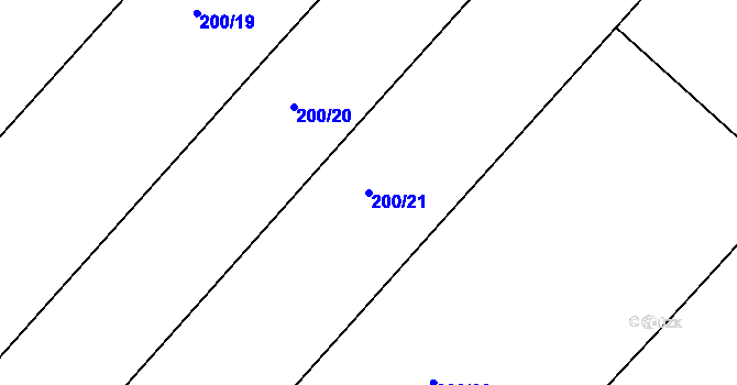 Parcela st. 200/21 v KÚ Hněvčeves, Katastrální mapa