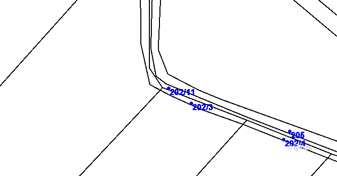 Parcela st. 202/11 v KÚ Hněvčeves, Katastrální mapa