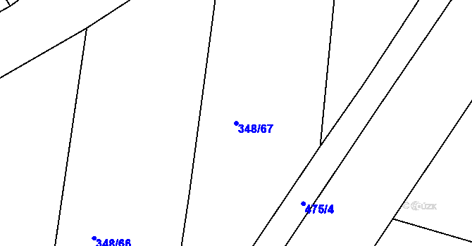 Parcela st. 348/67 v KÚ Hněvčeves, Katastrální mapa