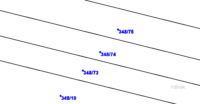 Parcela st. 348/74 v KÚ Hněvčeves, Katastrální mapa