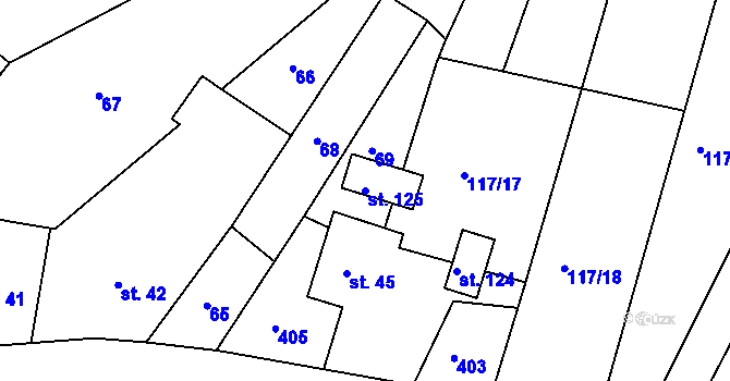 Parcela st. 125 v KÚ Hněvčeves, Katastrální mapa