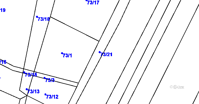 Parcela st. 73/21 v KÚ Hněvčeves, Katastrální mapa