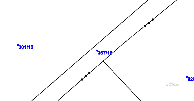Parcela st. 367/16 v KÚ Hněvčeves, Katastrální mapa