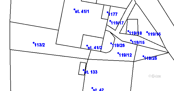 Parcela st. 41/2 v KÚ Hněvětice, Katastrální mapa