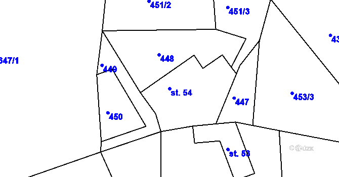 Parcela st. 54 v KÚ Hněvětice, Katastrální mapa