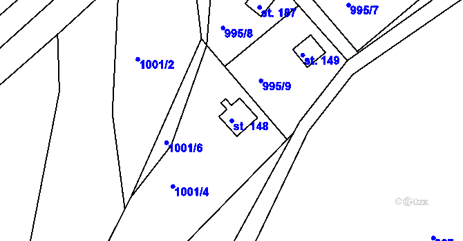 Parcela st. 148 v KÚ Hněvětice, Katastrální mapa