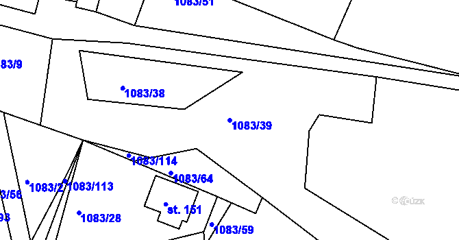 Parcela st. 1083/39 v KÚ Hněvětice, Katastrální mapa