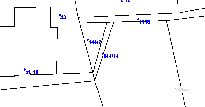 Parcela st. 144/14 v KÚ Hněvětice, Katastrální mapa