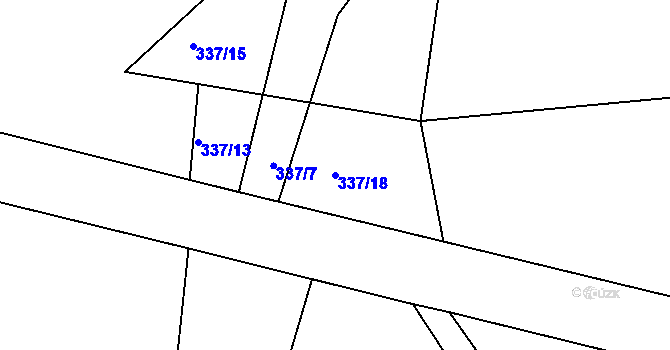Parcela st. 337/18 v KÚ Hněvětice, Katastrální mapa