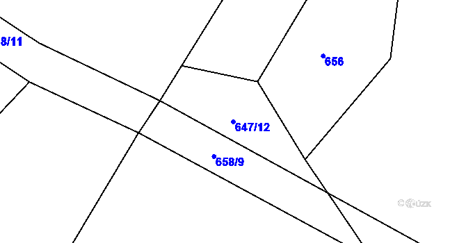 Parcela st. 647/12 v KÚ Hněvětice, Katastrální mapa