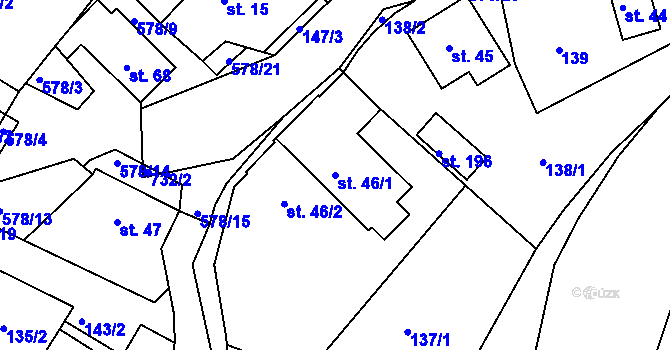 Parcela st. 46/1 v KÚ Hněvkov, Katastrální mapa