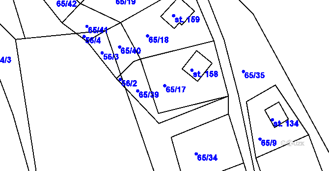 Parcela st. 65/17 v KÚ Hněvkov, Katastrální mapa