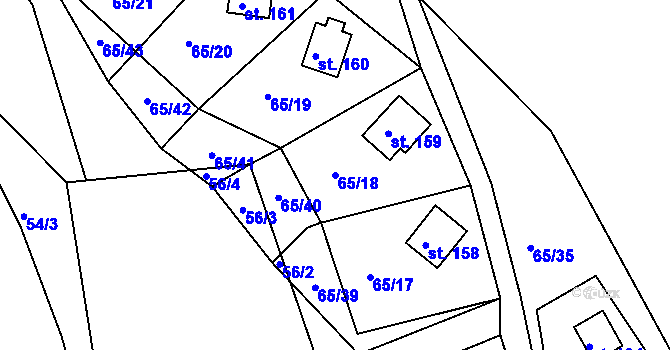 Parcela st. 65/18 v KÚ Hněvkov, Katastrální mapa