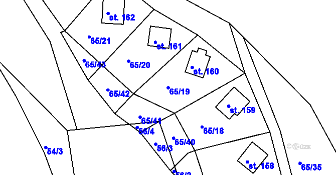 Parcela st. 65/19 v KÚ Hněvkov, Katastrální mapa