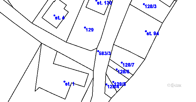 Parcela st. 583/3 v KÚ Hněvkov, Katastrální mapa