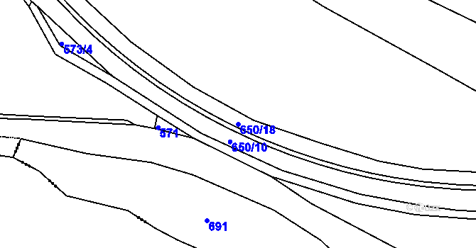 Parcela st. 650/18 v KÚ Hněvkov, Katastrální mapa