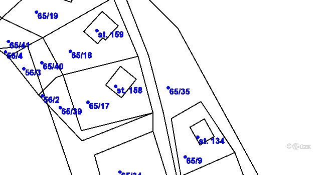 Parcela st. 65/35 v KÚ Hněvkov, Katastrální mapa