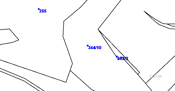 Parcela st. 344/10 v KÚ Hněvkov, Katastrální mapa