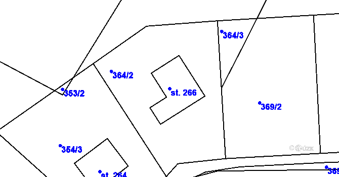 Parcela st. 266 v KÚ Hněvkovice u Humpolce, Katastrální mapa