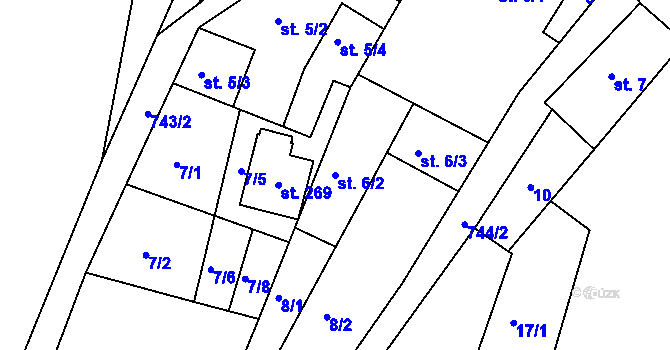 Parcela st. 6/2 v KÚ Hněvkovice u Humpolce, Katastrální mapa