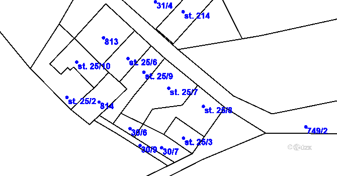 Parcela st. 25/7 v KÚ Hněvkovice u Humpolce, Katastrální mapa