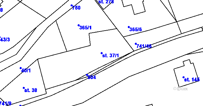 Parcela st. 37/1 v KÚ Hněvkovice u Humpolce, Katastrální mapa