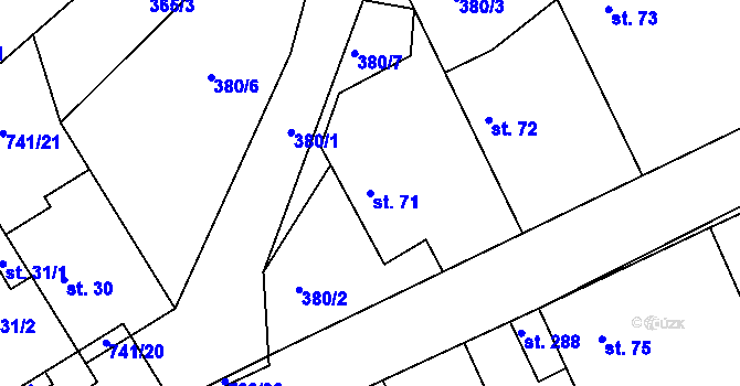 Parcela st. 71 v KÚ Hněvkovice u Humpolce, Katastrální mapa