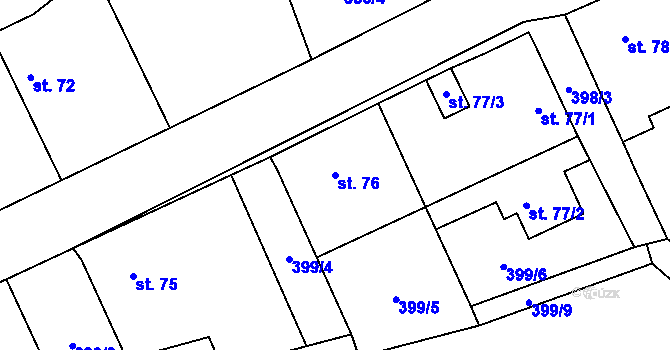 Parcela st. 76 v KÚ Hněvkovice u Humpolce, Katastrální mapa