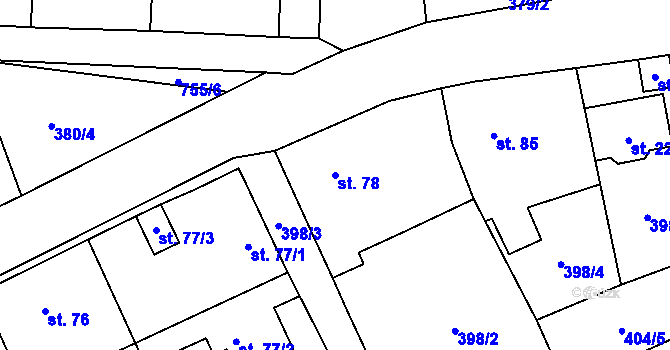 Parcela st. 78 v KÚ Hněvkovice u Humpolce, Katastrální mapa