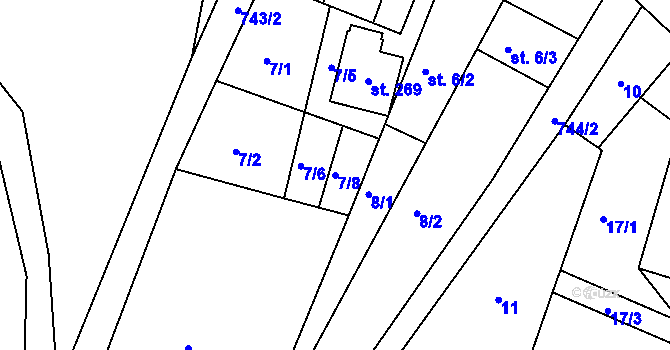 Parcela st. 7/8 v KÚ Hněvkovice u Humpolce, Katastrální mapa