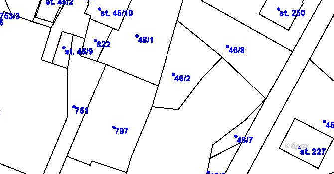 Parcela st. 46/2 v KÚ Hněvkovice u Humpolce, Katastrální mapa