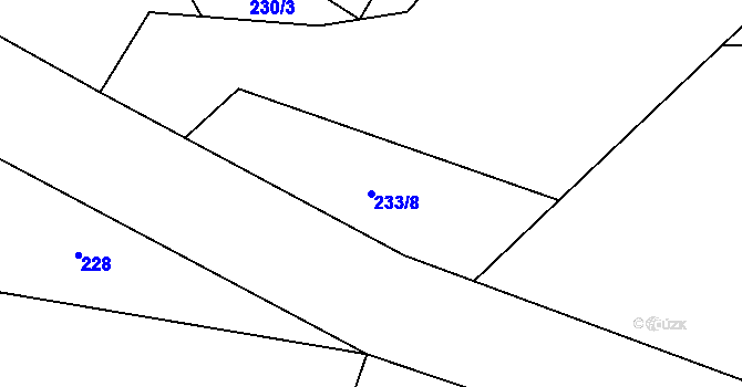 Parcela st. 233/8 v KÚ Hněvkovice u Humpolce, Katastrální mapa