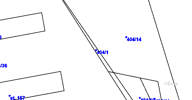 Parcela st. 404/1 v KÚ Hněvkovice u Humpolce, Katastrální mapa