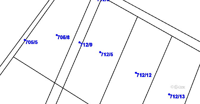 Parcela st. 712/5 v KÚ Hněvkovice u Humpolce, Katastrální mapa