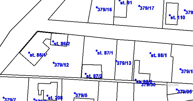 Parcela st. 87/1 v KÚ Hněvkovice u Humpolce, Katastrální mapa