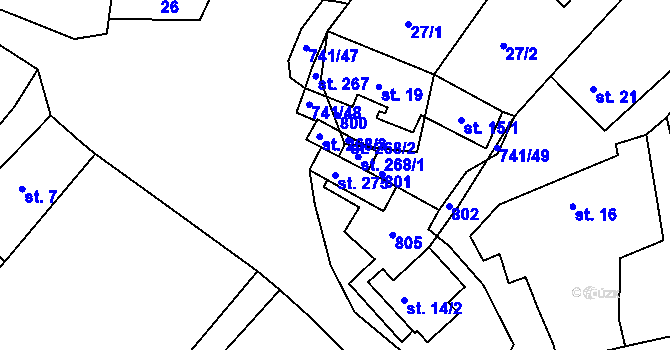 Parcela st. 275 v KÚ Hněvkovice u Humpolce, Katastrální mapa