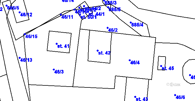 Parcela st. 42 v KÚ Budeč nad Želivkou, Katastrální mapa