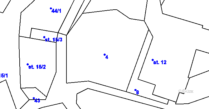 Parcela st. 4 v KÚ Habrovčice, Katastrální mapa
